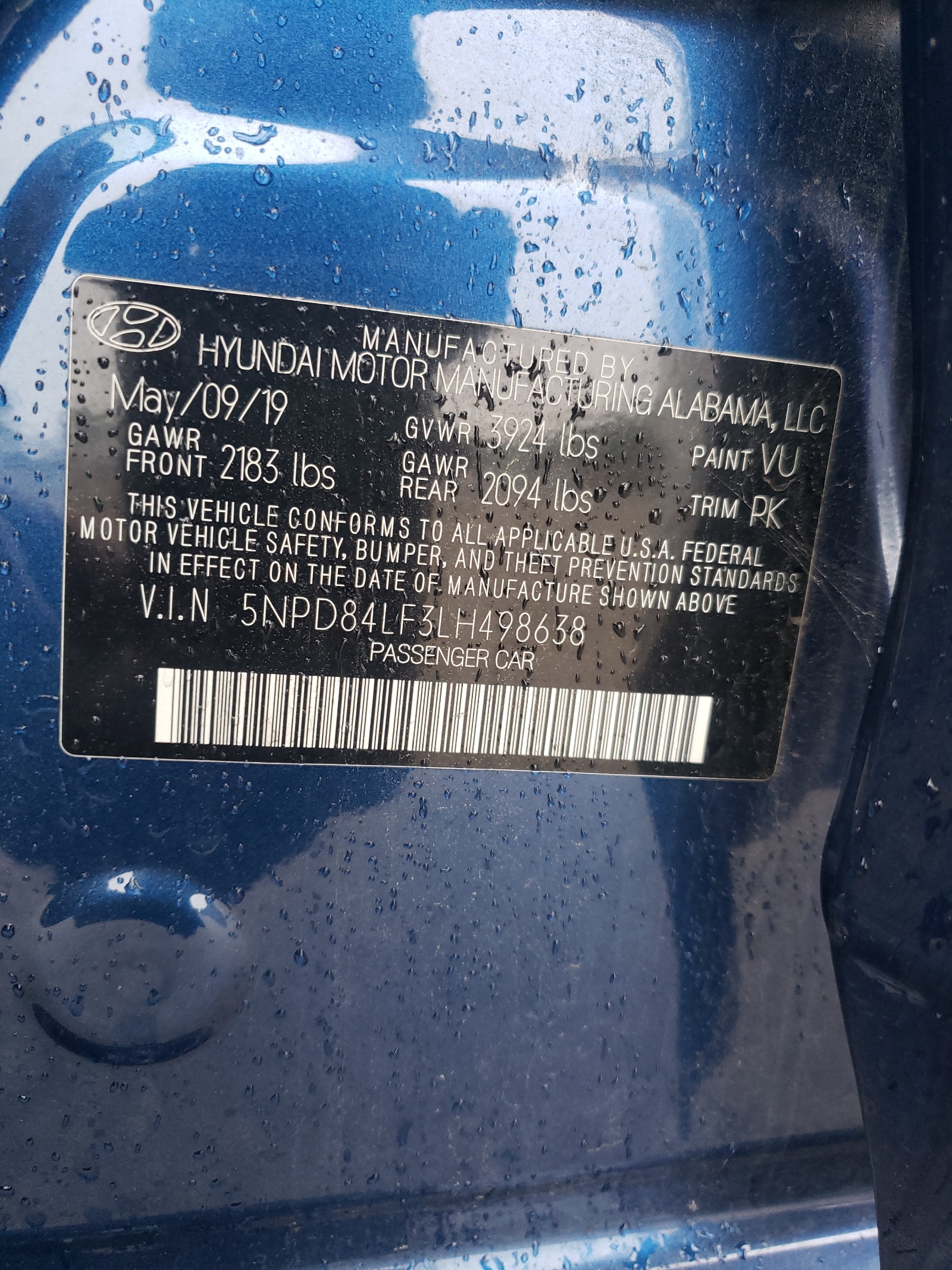 5NPD84LF3LH498638 2020 Hyundai Elantra Sel