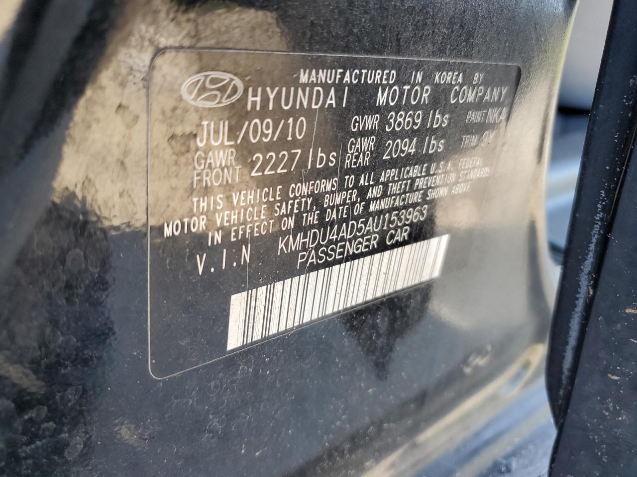 2010 Hyundai Elantra Blue VIN: KMHDU4AD5AU153963 Lot: 67377074