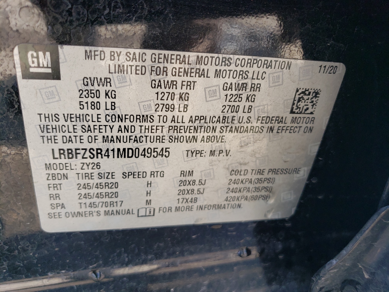 LRBFZSR41MD049545 2021 Buick Envision Avenir