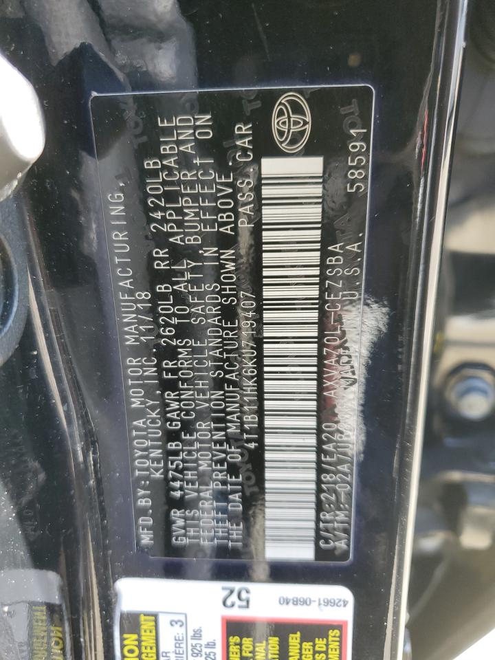 4T1B11HK6KU719407 2019 TOYOTA CAMRY - Image 14