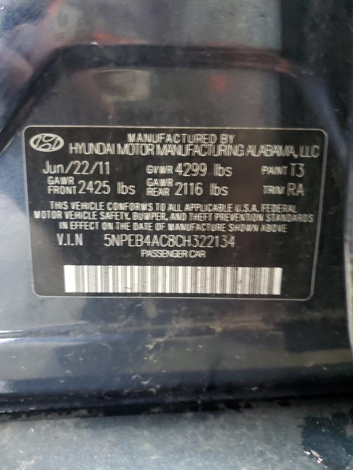 5NPEB4AC8CH322134 2012 Hyundai Sonata Gls