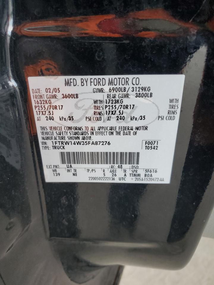 2005 Ford F150 Supercrew VIN: 1FTRW14W35FA87276 Lot: 64605284