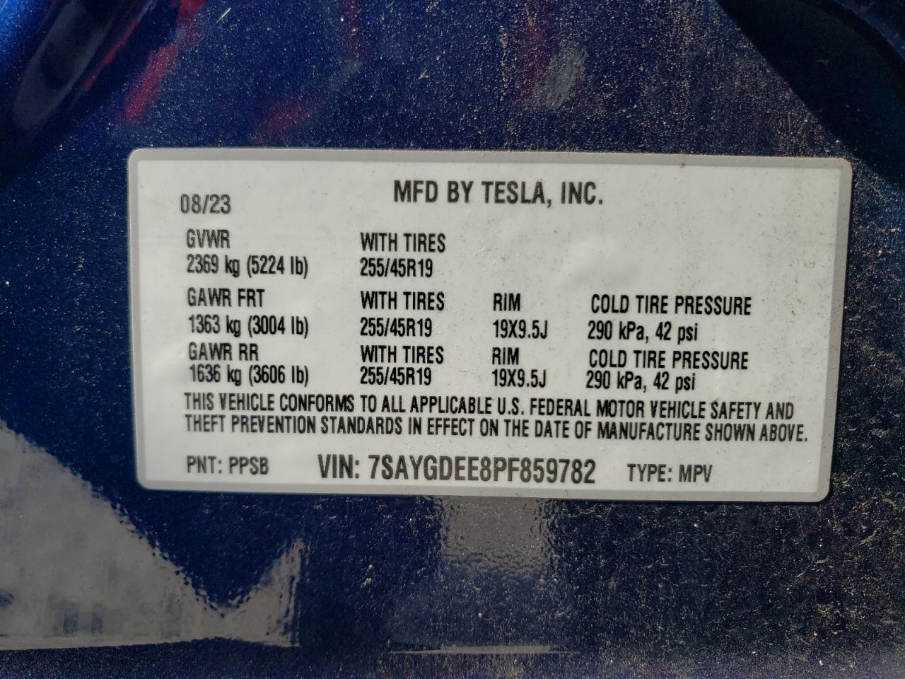 7SAYGDEE8PF859782 2023 Tesla Model Y