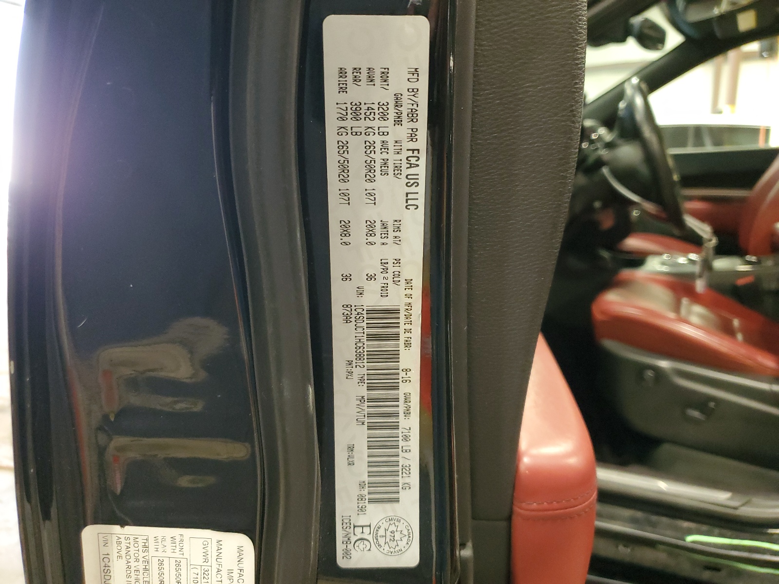 1C4SDJCT1HC638812 2017 Dodge Durango R/T