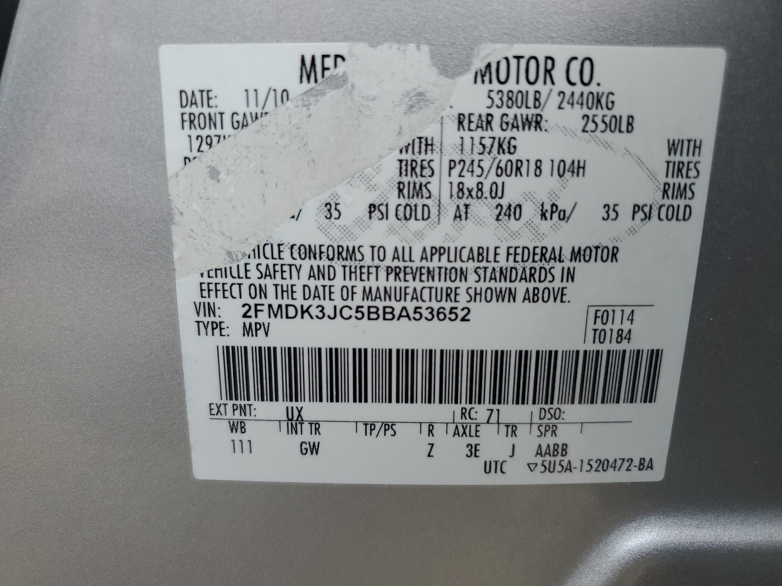 2FMDK3JC5BBA53652 2011 Ford Edge Sel