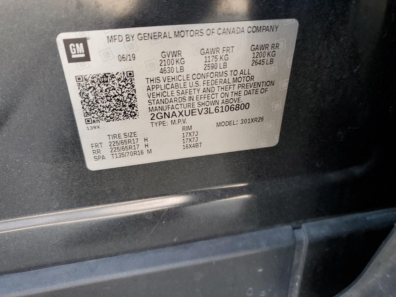 2GNAXUEV3L6106800 2020 CHEVROLET EQUINOX - Image 13