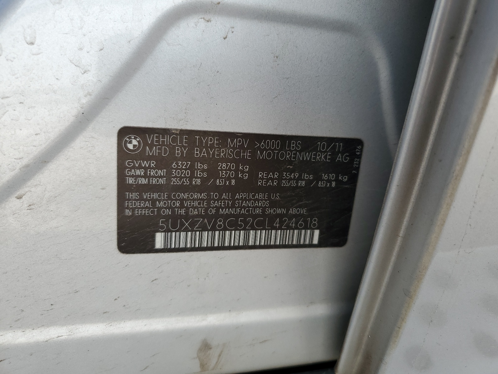 5UXZV8C52CL424618 2012 BMW X5 xDrive50I