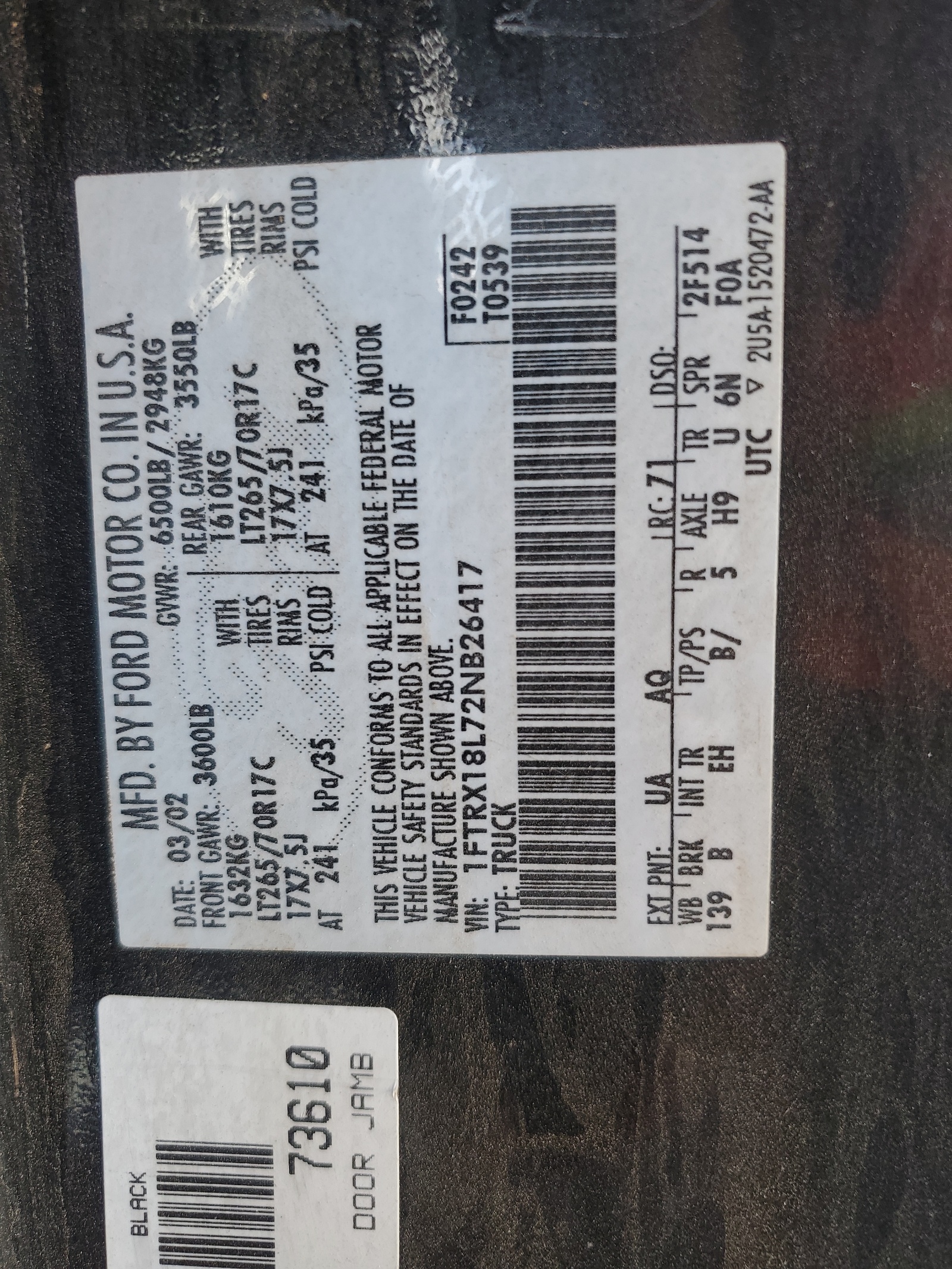 1FTRX18L72NB26417 2002 Ford F150