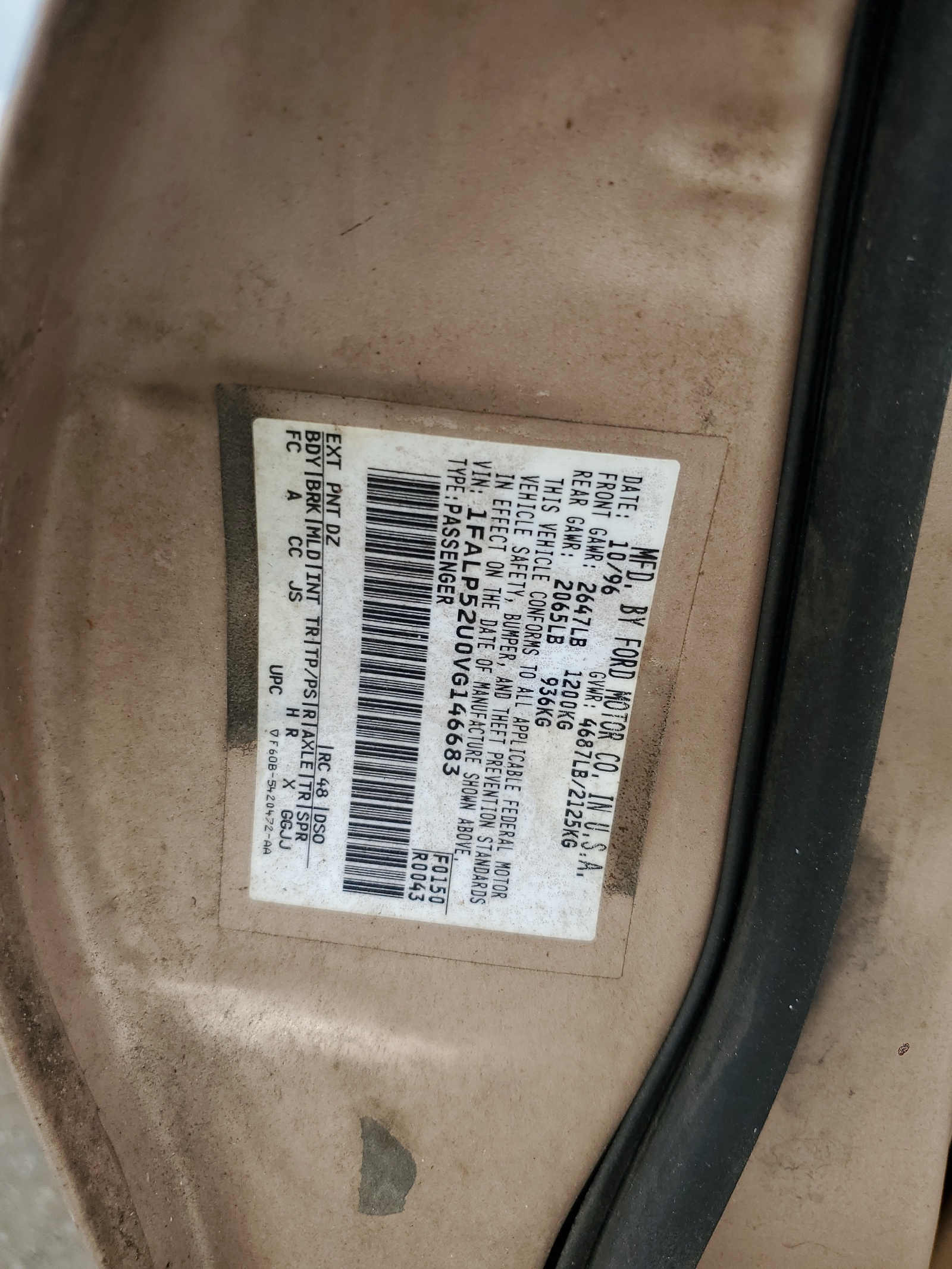 1FALP52U0VG146683 1997 Ford Taurus Gl