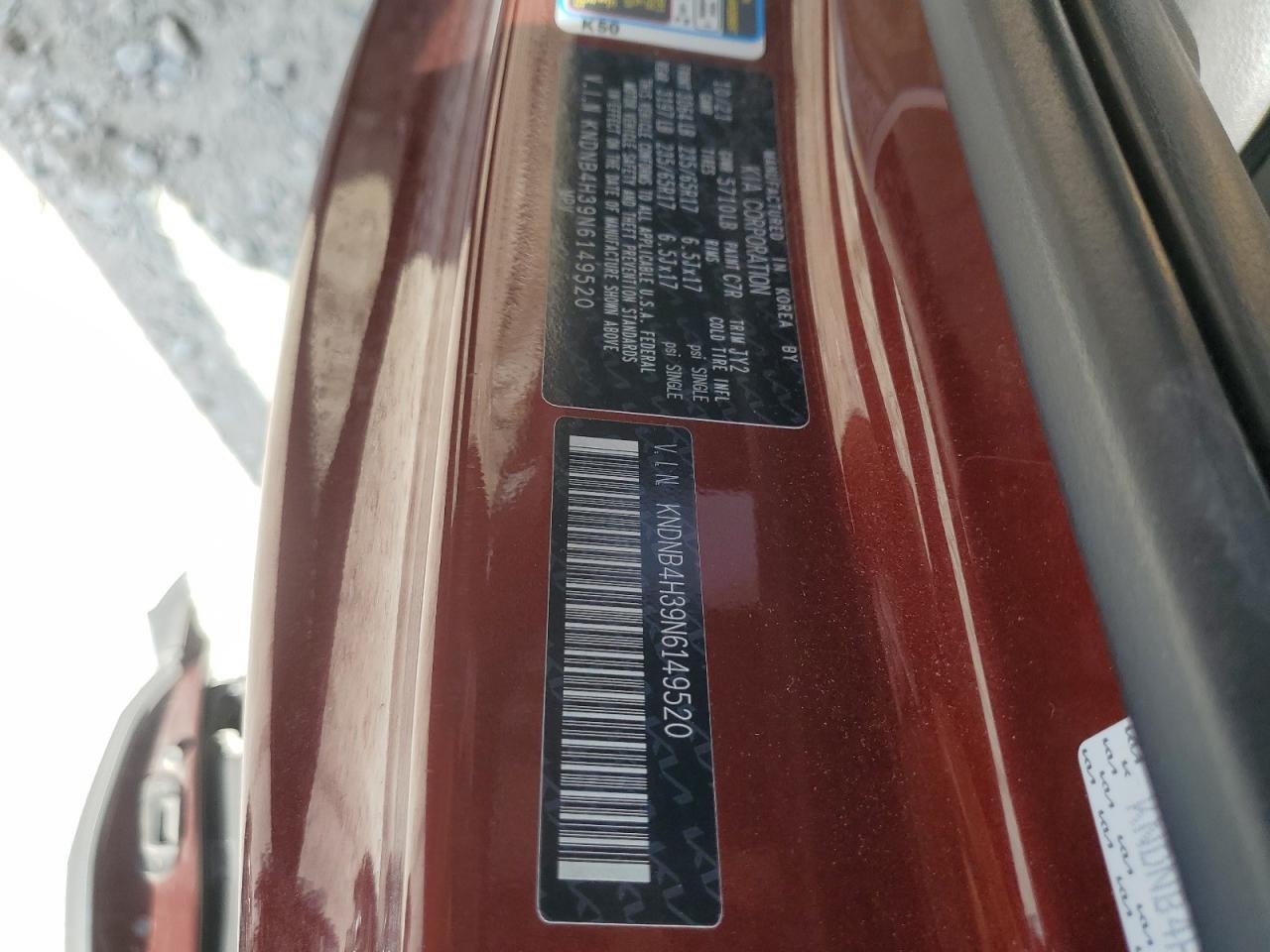 2022 Kia Carnival Lx VIN: KNDNB4H39N6149520 Lot: 67896334