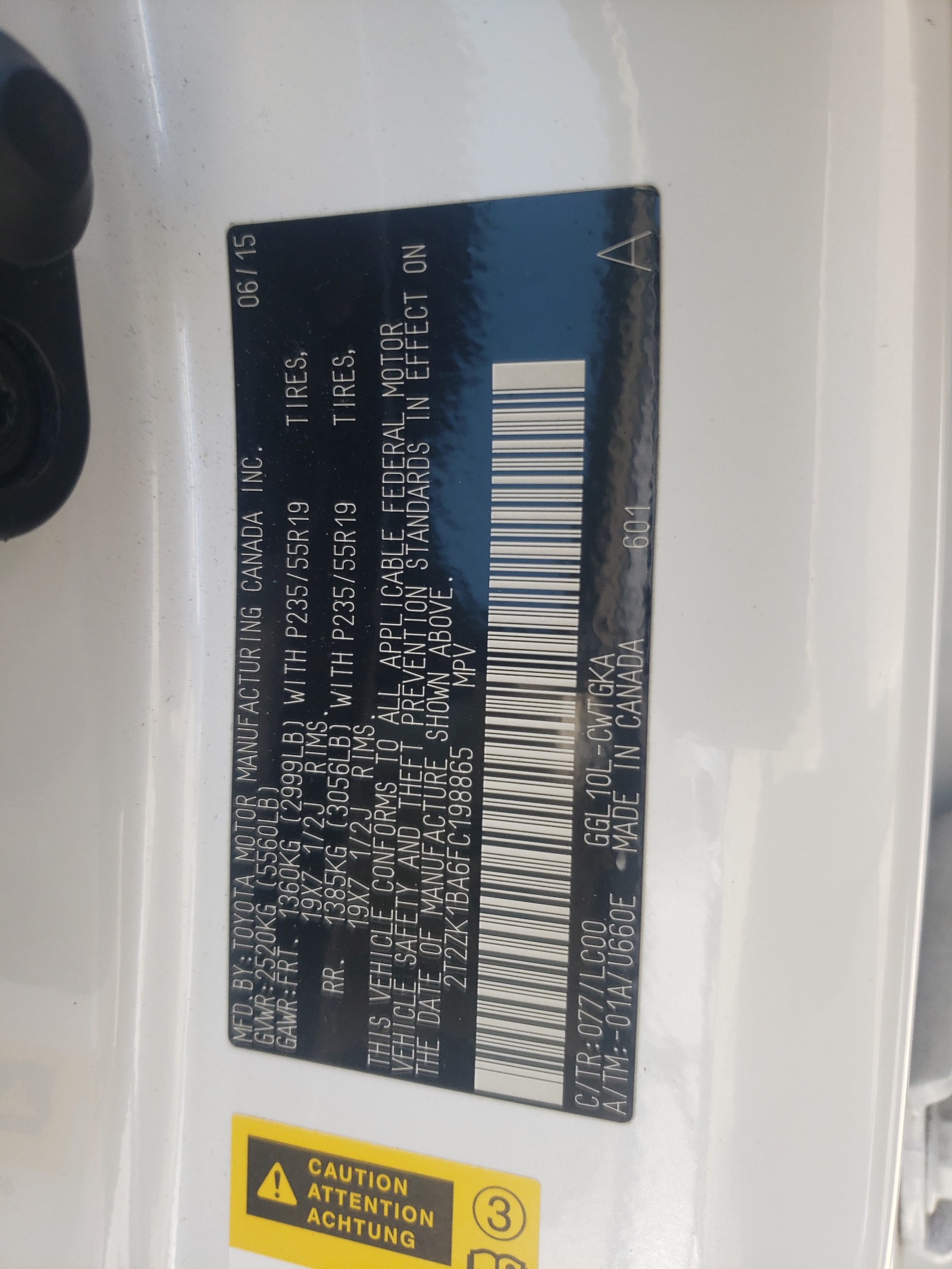 2T2ZK1BA6FC198865 2015 Lexus Rx 350