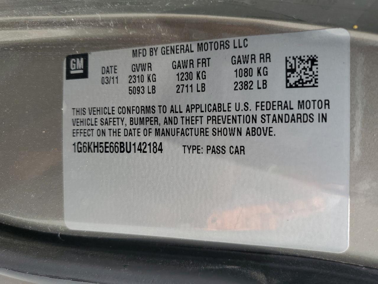 2011 Cadillac Dts Premium Collection VIN: 1G6KH5E66BU142184 Lot: 66065724