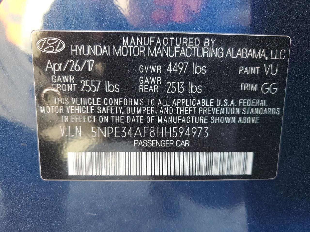 5NPE34AF8HH594973 2017 Hyundai Sonata Sport