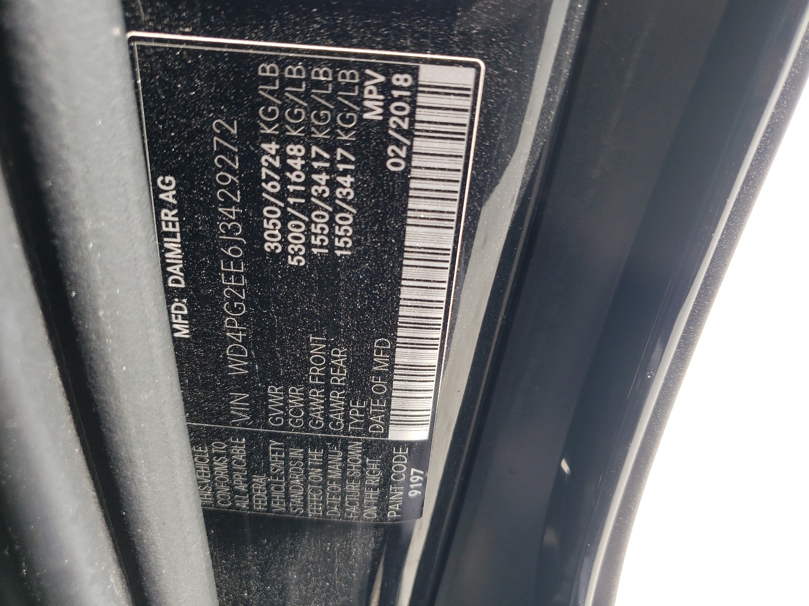 WD4PG2EE6J3429272 2018 Mercedes-Benz Metris