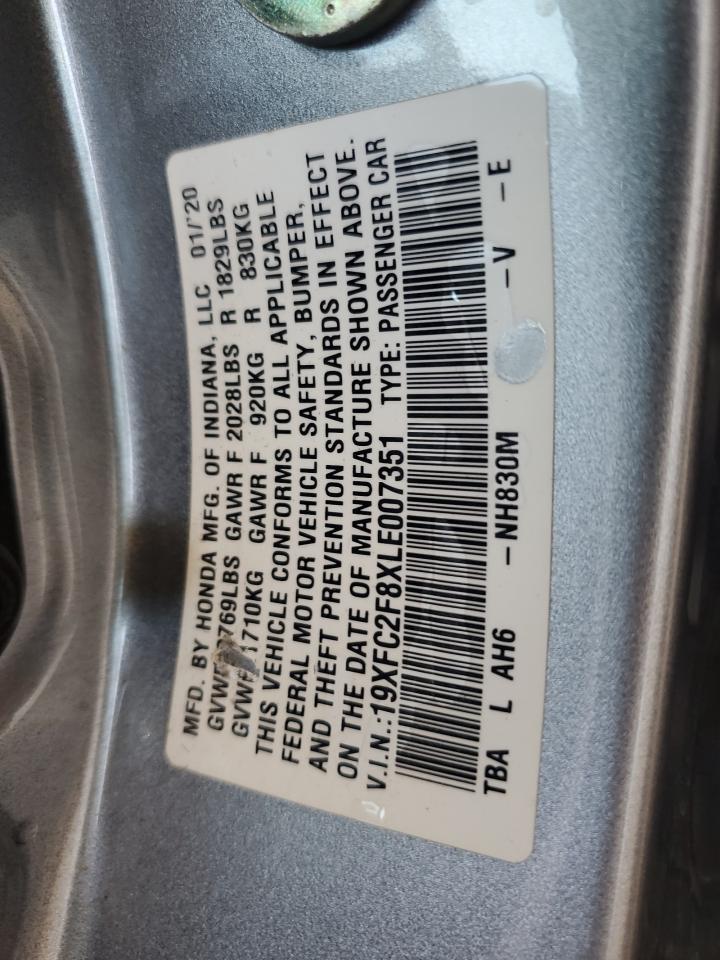 2020 Honda Civic Sport VIN: 19XFC2F8XLE007351 Lot: 66958084