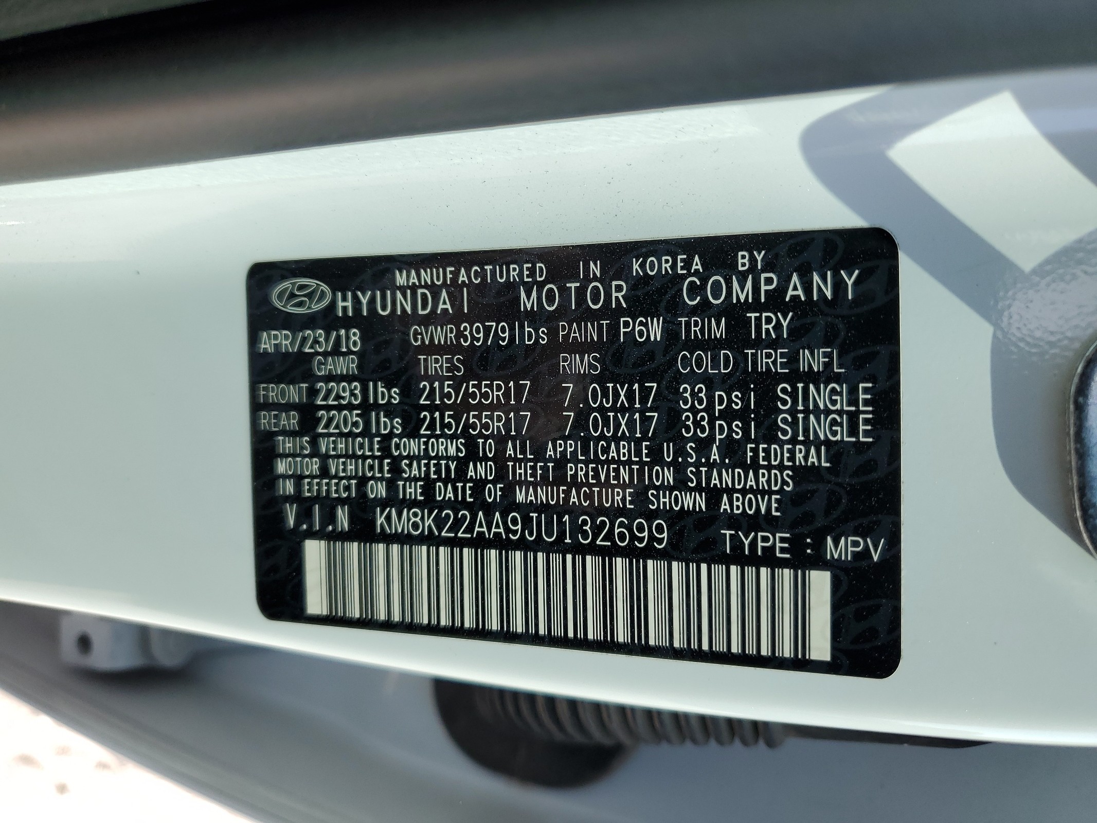 KM8K22AA9JU132699 2018 Hyundai Kona Sel