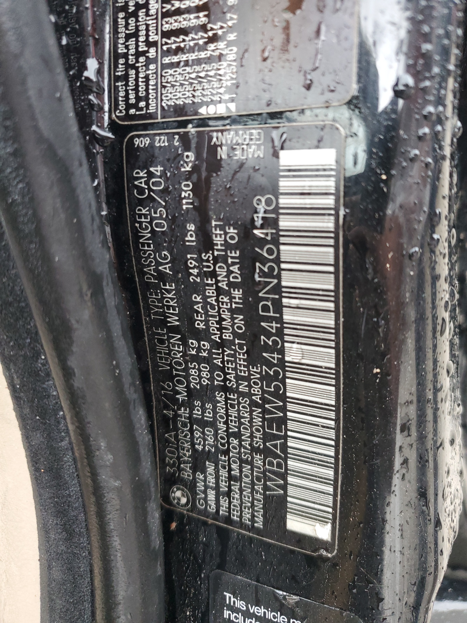 WBAEW53434PN36418 2004 BMW 330 Xi