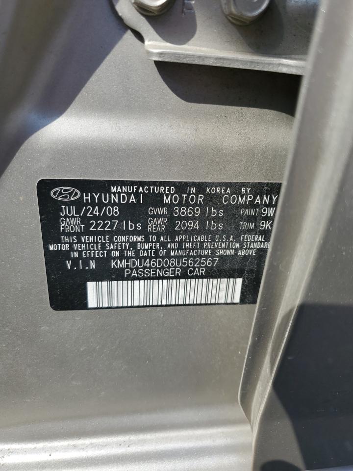 2008 Hyundai Elantra Gls VIN: KMHDU46D08U562567 Lot: 68674674