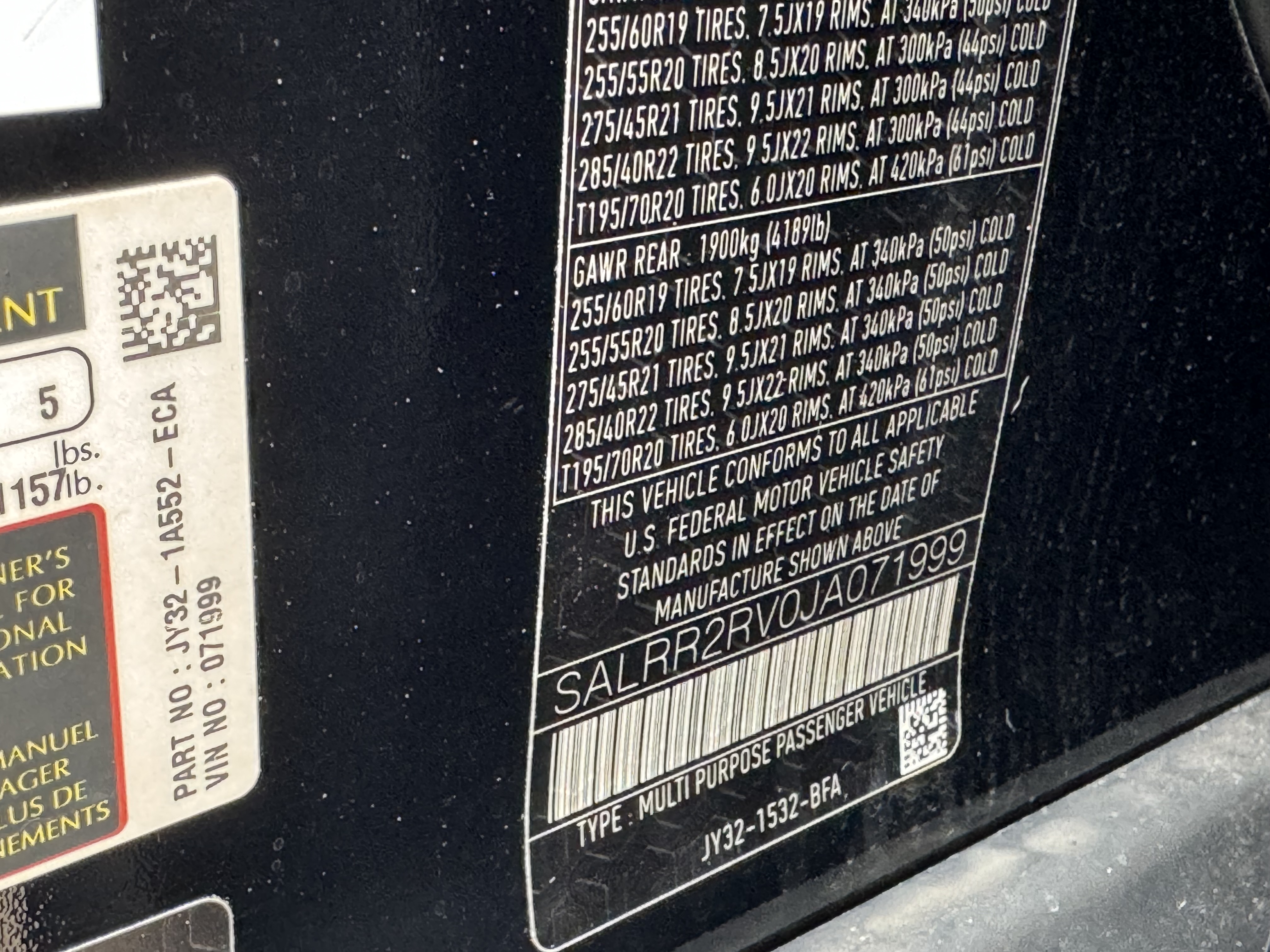 SALRR2RV0JA071999 2018 Land Rover Discovery Hse