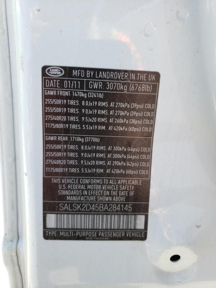 2011 Land Rover Range Rover Sport Lux VIN: SALSK2D45BA284145 Lot: 67501754