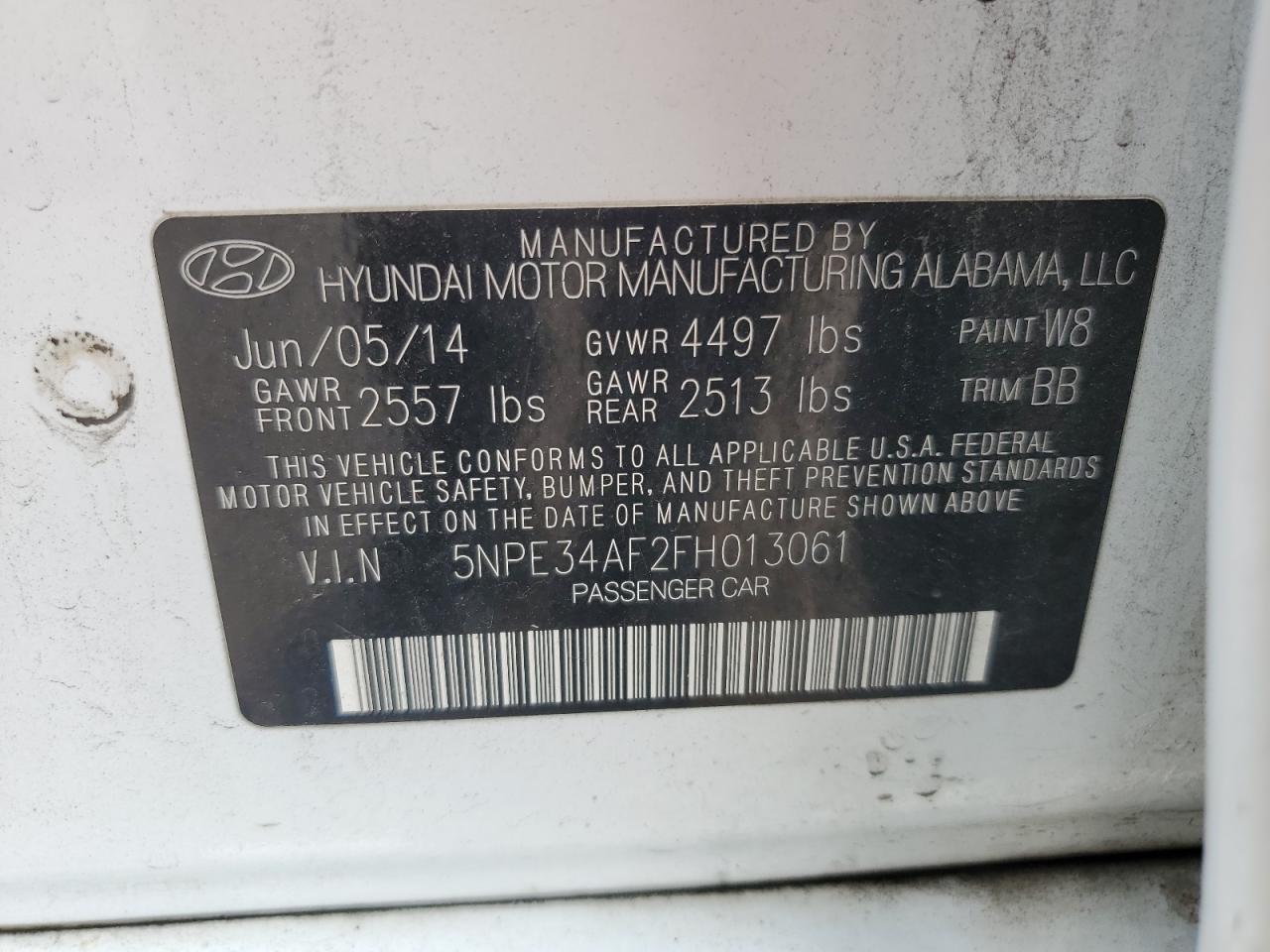 5NPE34AF2FH013061 2015 Hyundai Sonata Sport