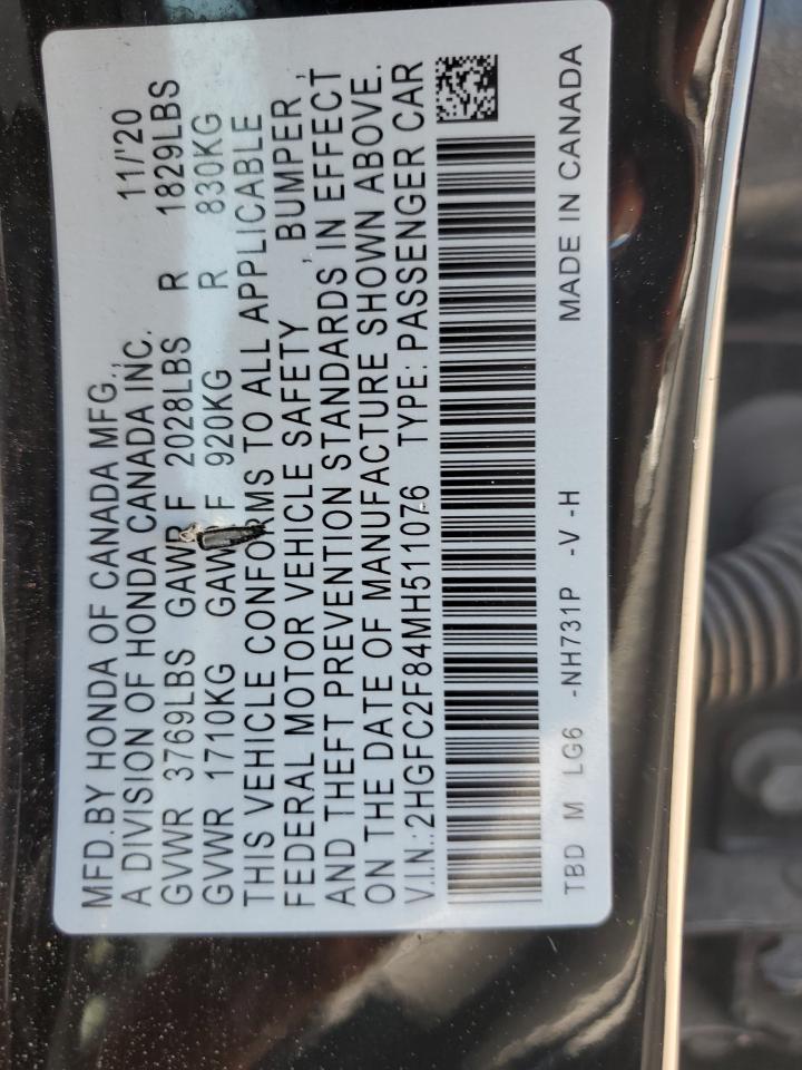2HGFC2F84MH511076 2021 Honda Civic Sport