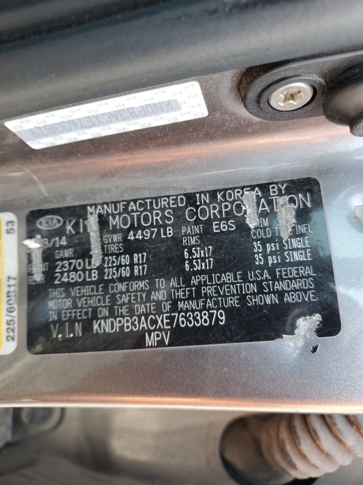 KNDPB3ACXE7633879 2014 Kia Sportage Base