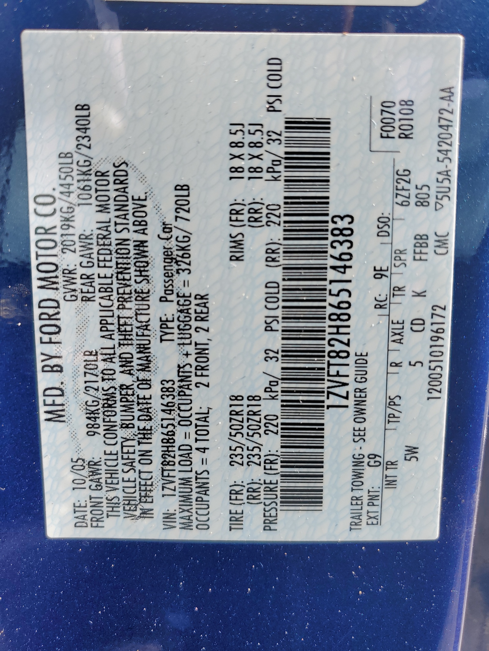 1ZVFT82H865146383 2006 Ford Mustang Gt