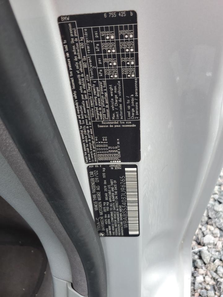 2003 BMW 330 Ci VIN: WBABS53403JU96265 Lot: 66232524