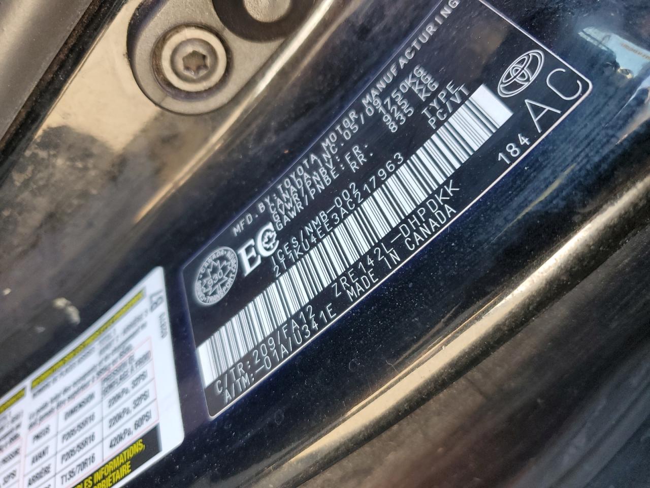 2010 Toyota Corolla Matrix VIN: 2T1KU4EE3AC2179 Lot: 65011604