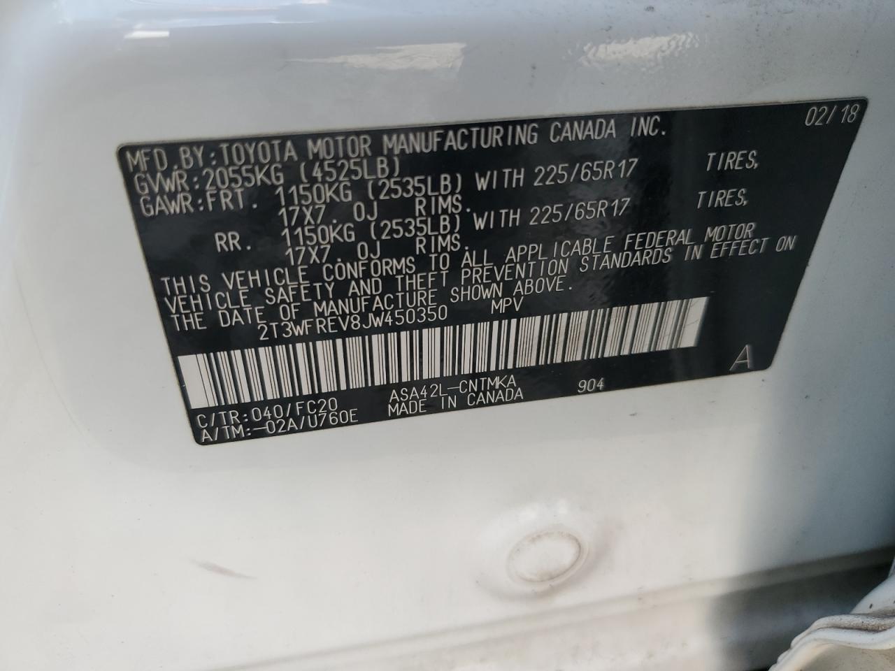 2T3WFREV8JW450350 2018 TOYOTA RAV 4 - Image 12