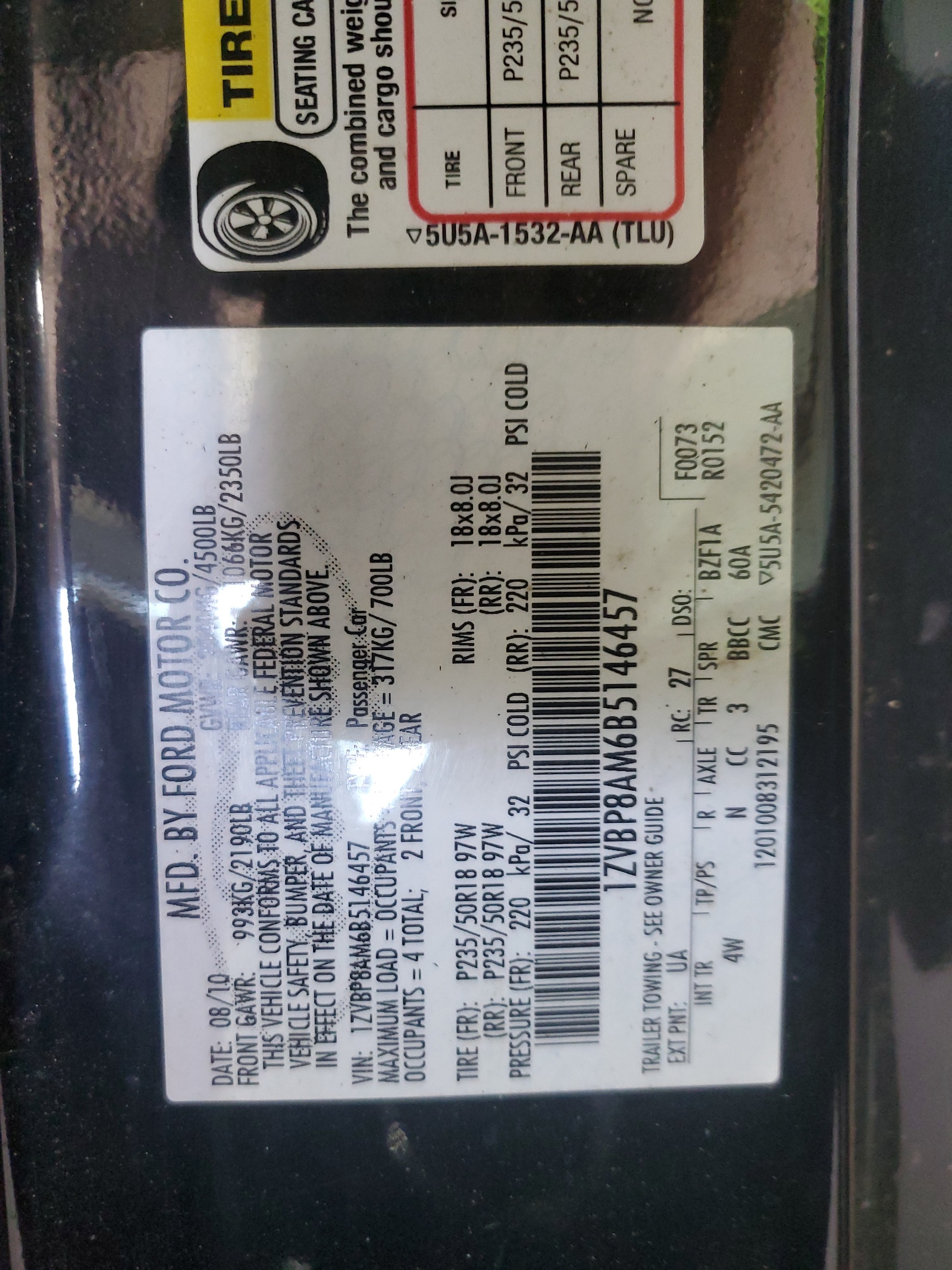 1ZVBP8AM6B5146457 2011 Ford Mustang