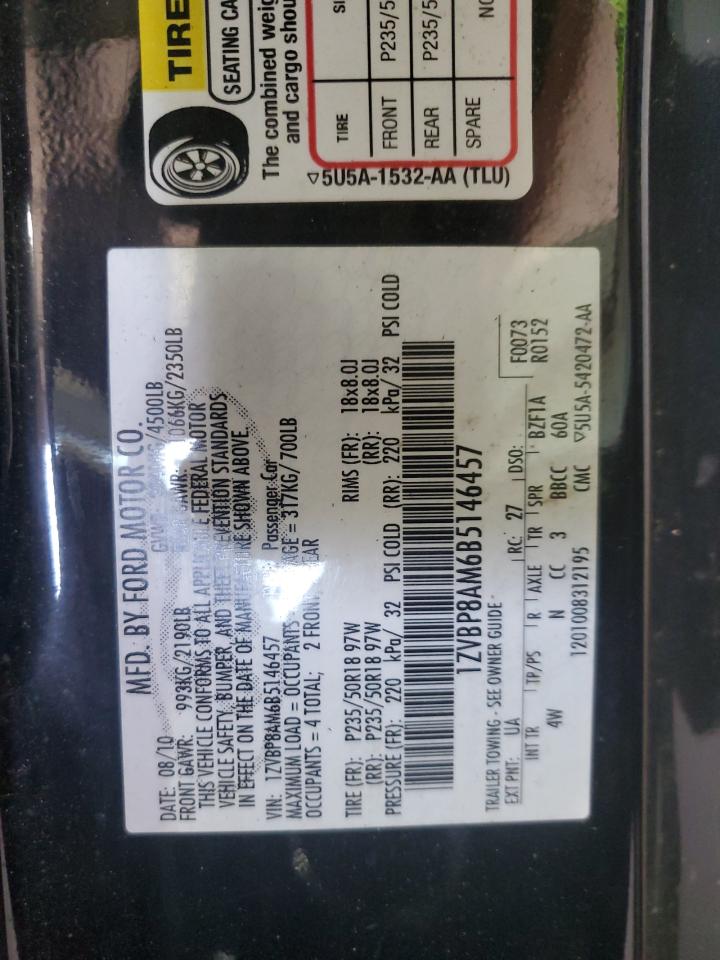 2011 Ford Mustang VIN: 1ZVBP8AM6B5146457 Lot: 66067534