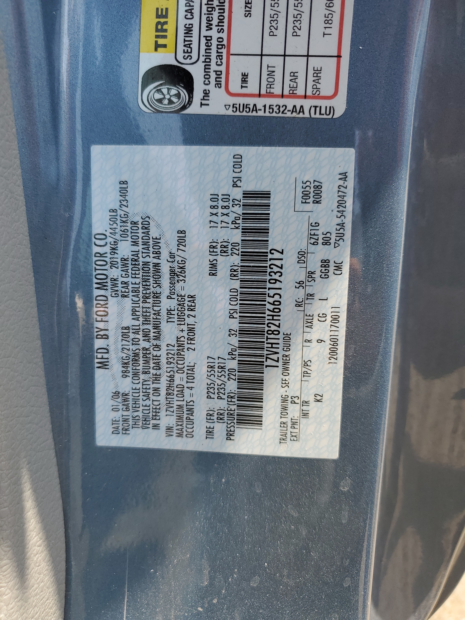 1ZVHT82H665193212 2006 Ford Mustang Gt