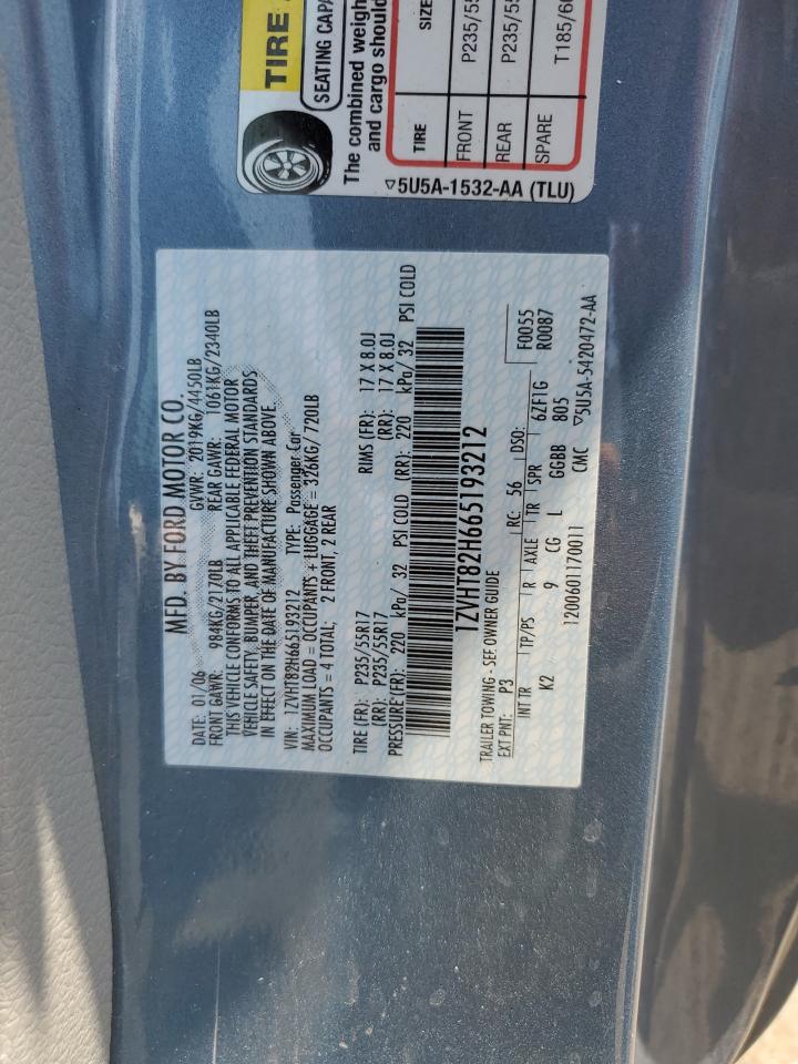 2006 Ford Mustang Gt VIN: 1ZVHT82H665193212 Lot: 65965674