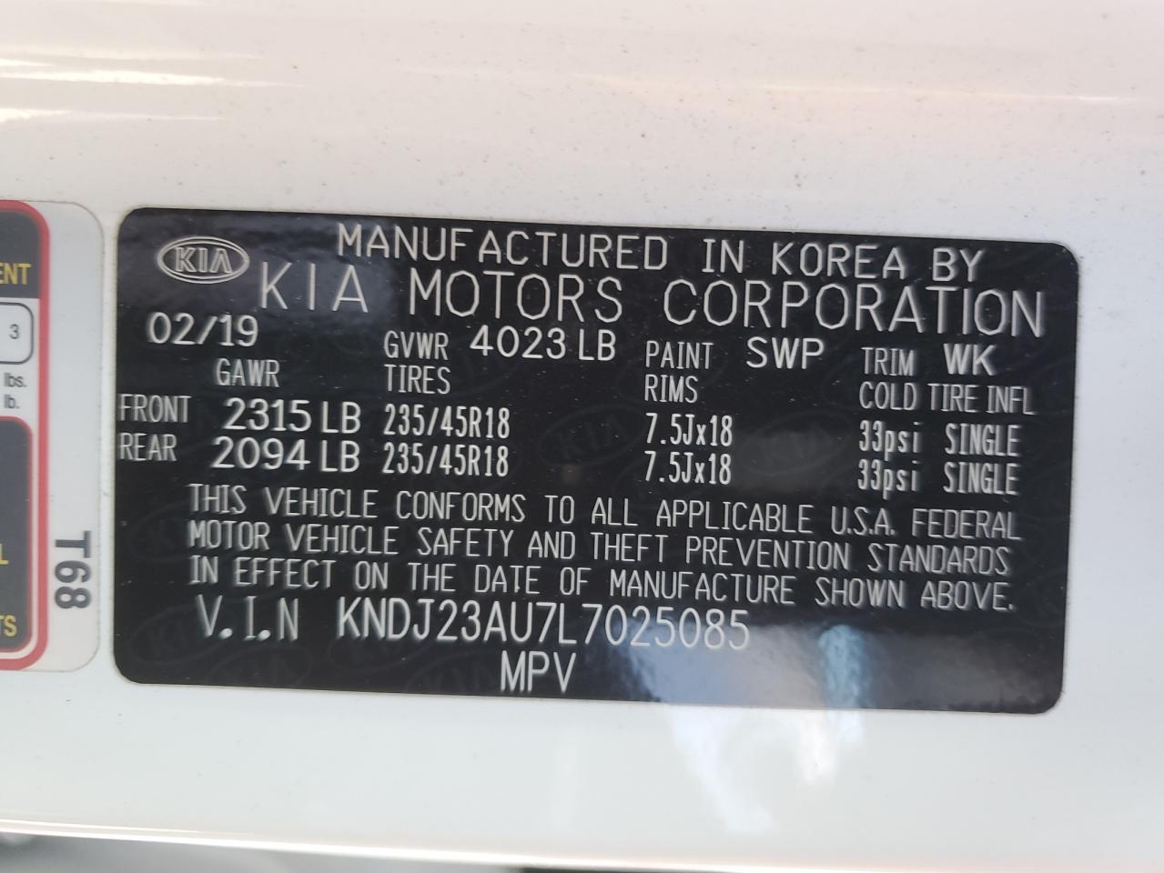 KNDJ23AU7L7025085 2020 Kia Soul Lx