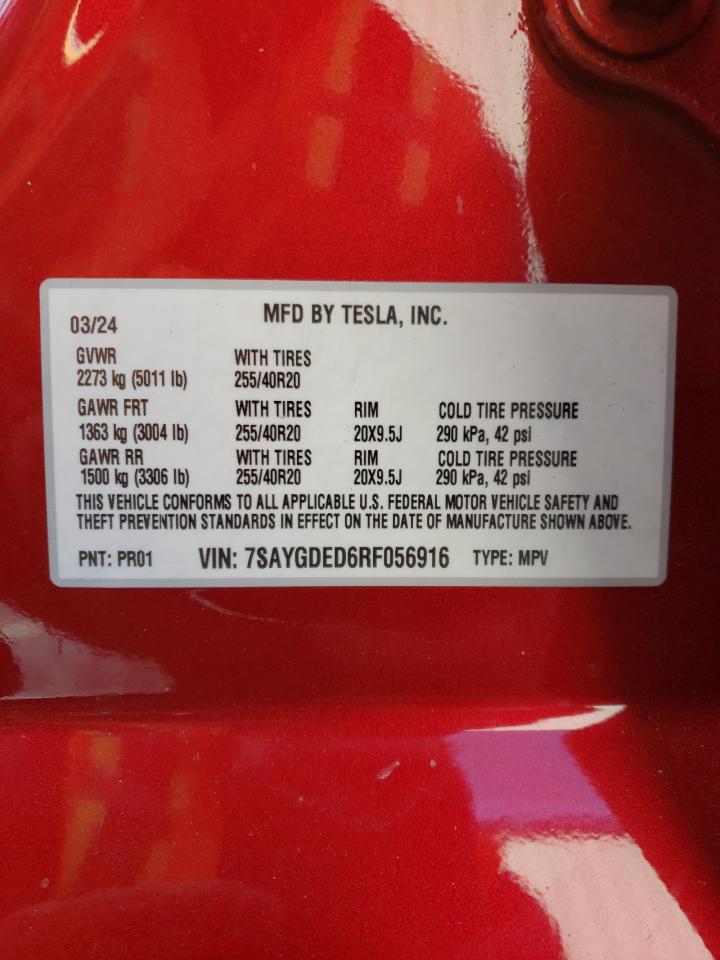 7SAYGDED6RF056916 2024 Tesla Model Y