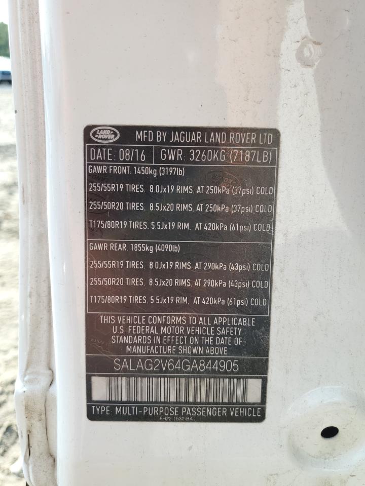 2016 Land Rover Lr4 Hse VIN: SALAG2V64GA844905 Lot: 64993594