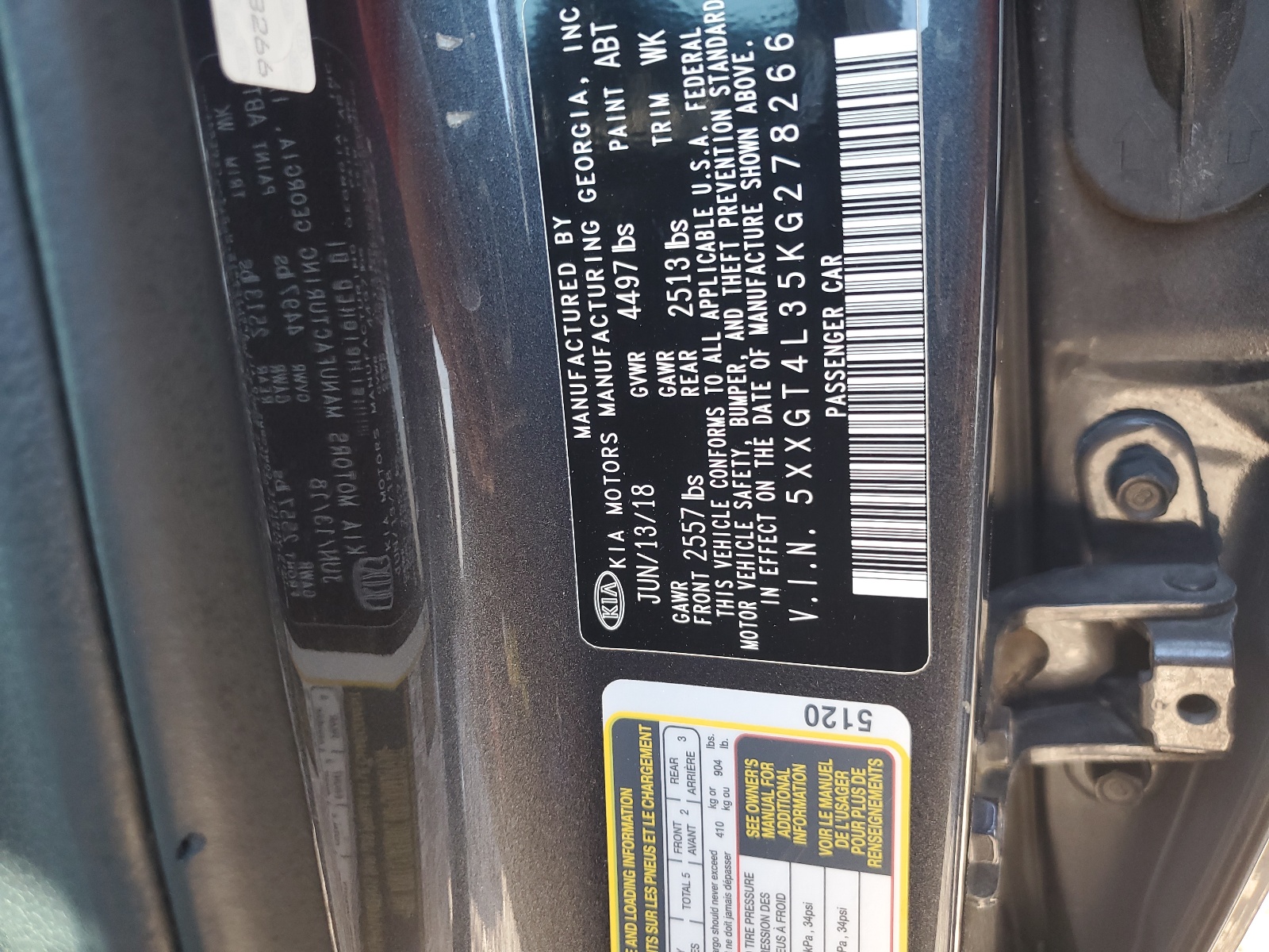 5XXGT4L35KG278266 2019 Kia Optima Lx