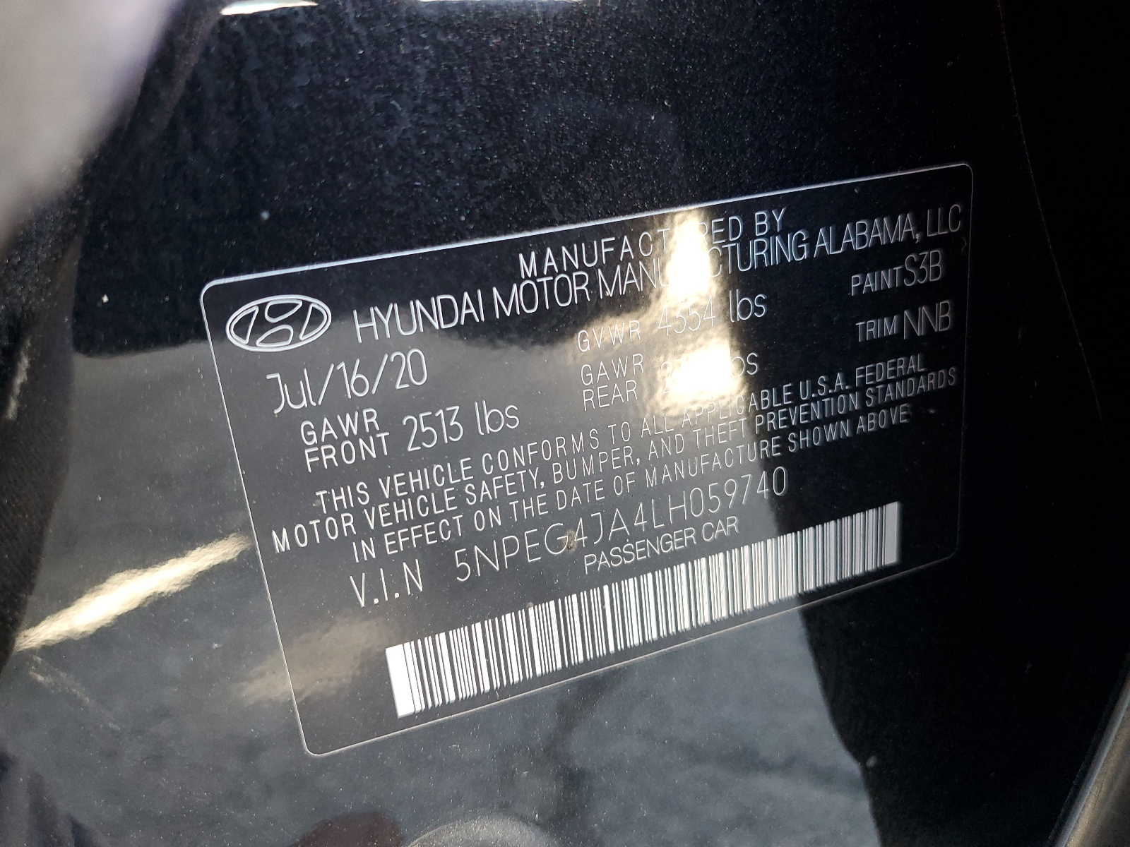 5NPEG4JA4LH059740 2020 Hyundai Sonata Se