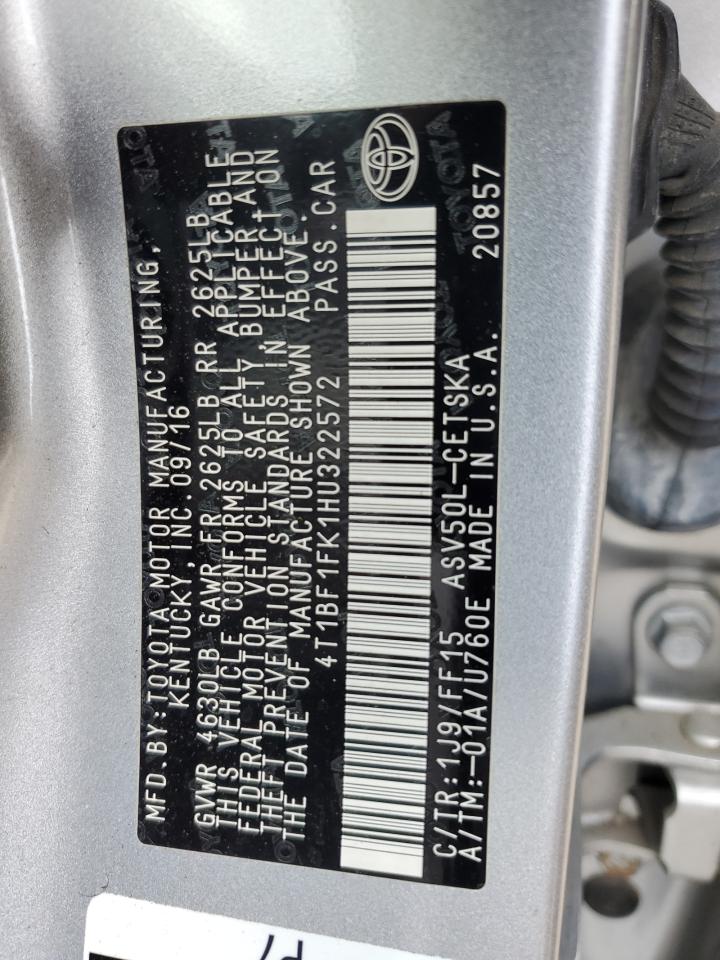 4T1BF1FK1HU322572 2017 TOYOTA CAMRY - Image 12