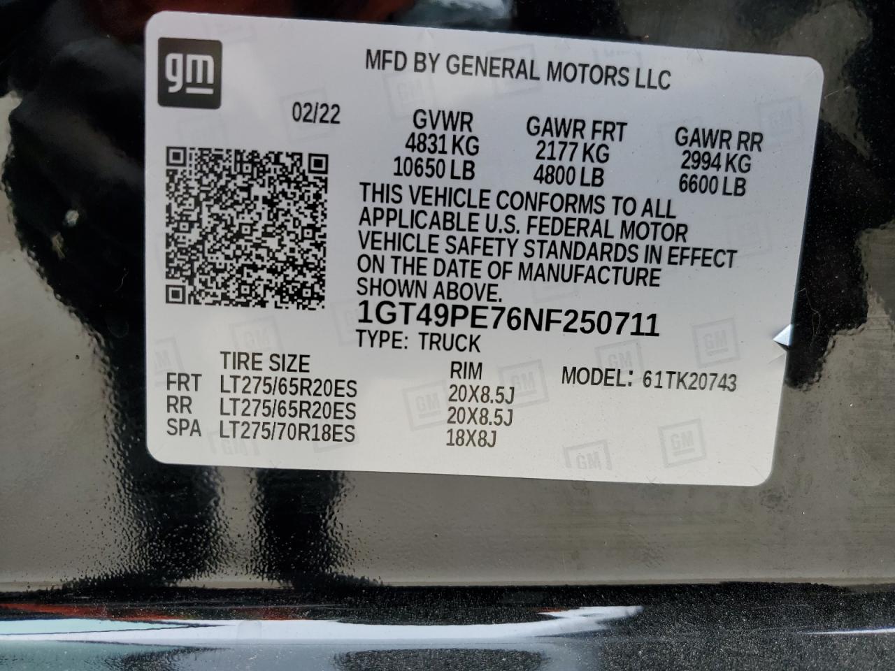 1GT49PE76NF250711 2022 GMC Sierra K2500 At4