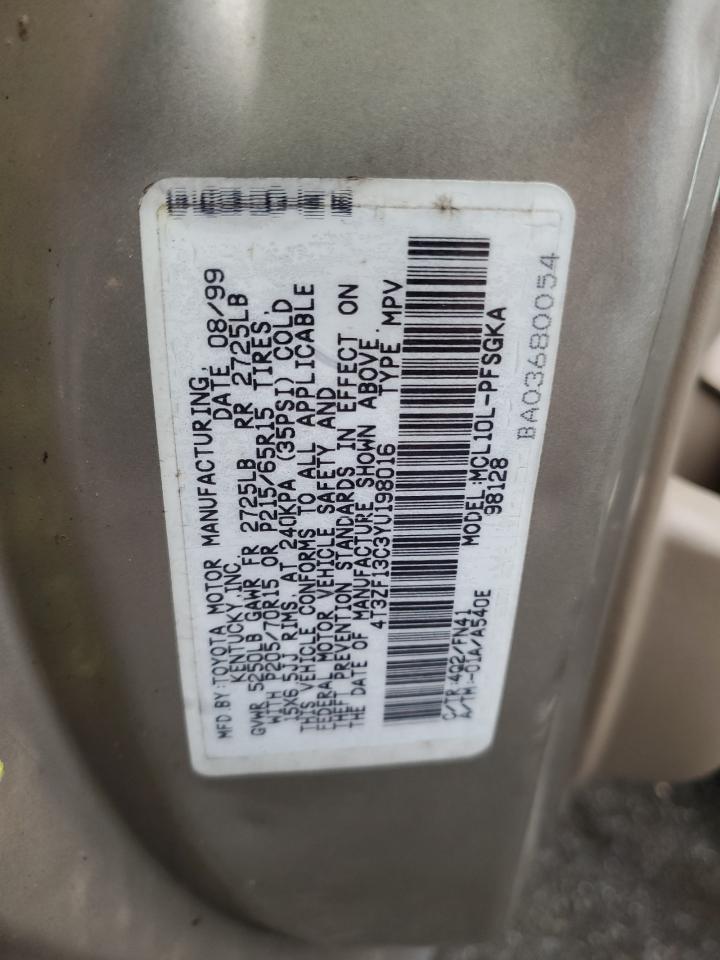 2000 Toyota Sienna Le VIN: 4T3ZF13C3YU198016 Lot: 66687534