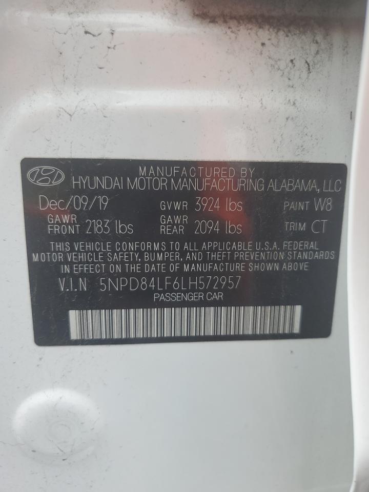 2020 Hyundai Elantra Sel VIN: 5NPD84LF6LH572957 Lot: 65815364