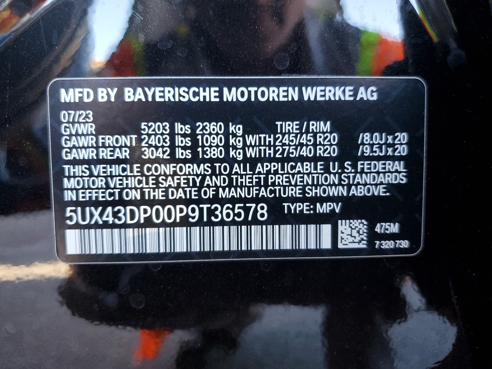 5UX43DP00P9T36578 2023 BMW X3 Sdrive30I