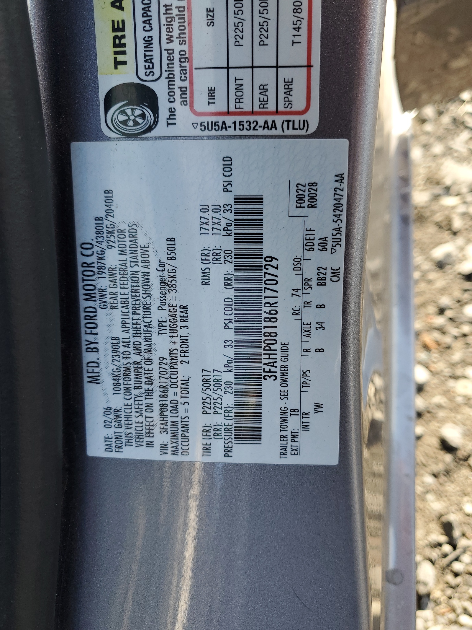 3FAHP08186R170729 2006 Ford Fusion Sel