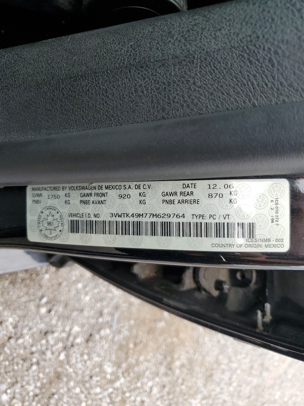 3VWTK49M77M629764 2007 Volkswagen City Jetta