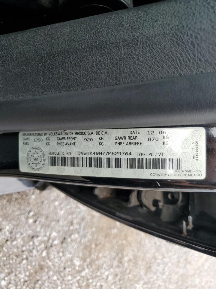 2007 Volkswagen City Jetta VIN: 3VWTK49M77M629764 Lot: 65842874