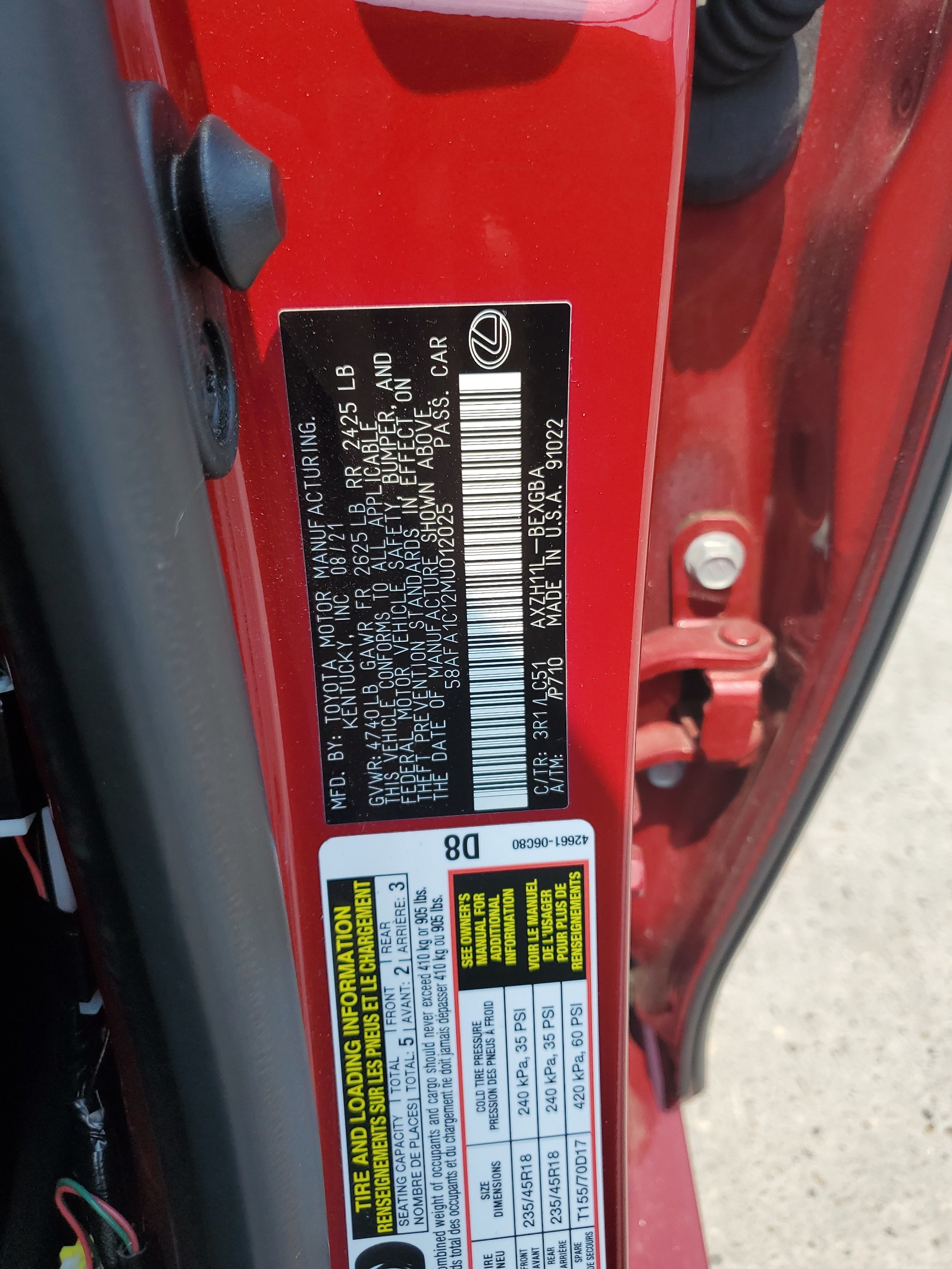 58AFA1C12MU012025 2021 Lexus Es 300H Ultra Luxury