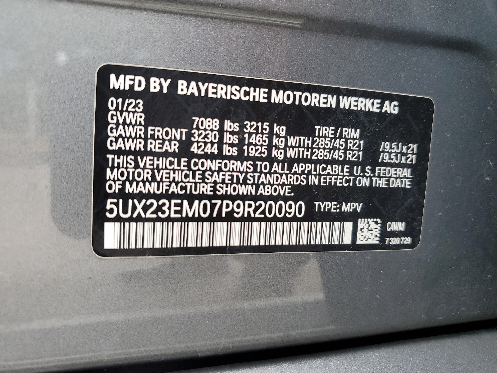 5UX23EM07P9R20090 2023 BMW X7 xDrive40I